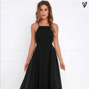 NWT Black chiffon long Lulus dress